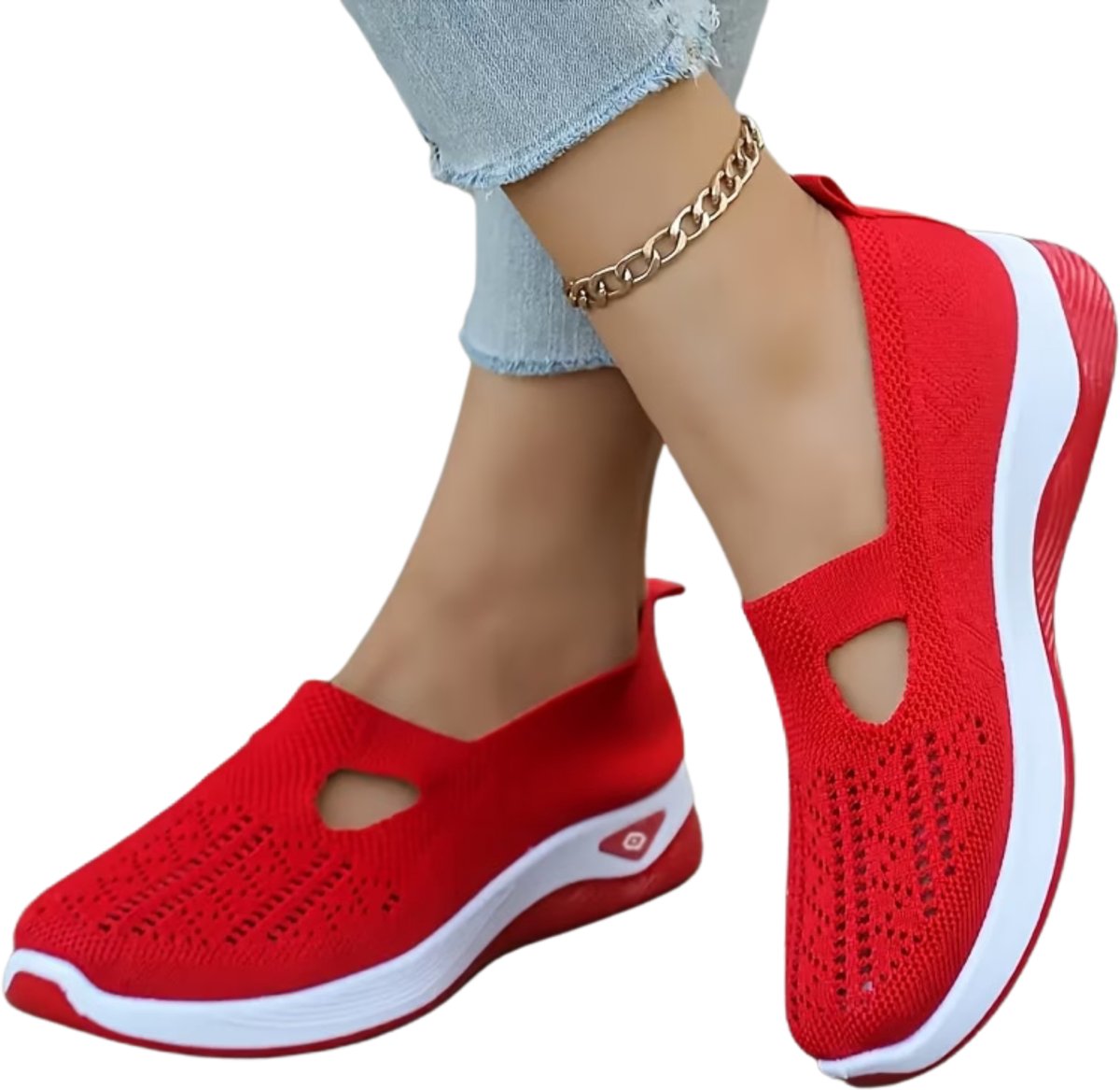 Currero Schoenen Dames Sneakers Comfortabel Slippers Casual Volwassenen 38 Rood
