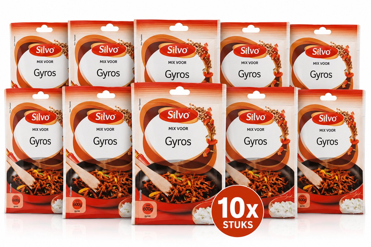 Silvo® | 10 x Mix Gyros 22 g | voordeelverpakking | 1 zakje voor 600 gram vlees |