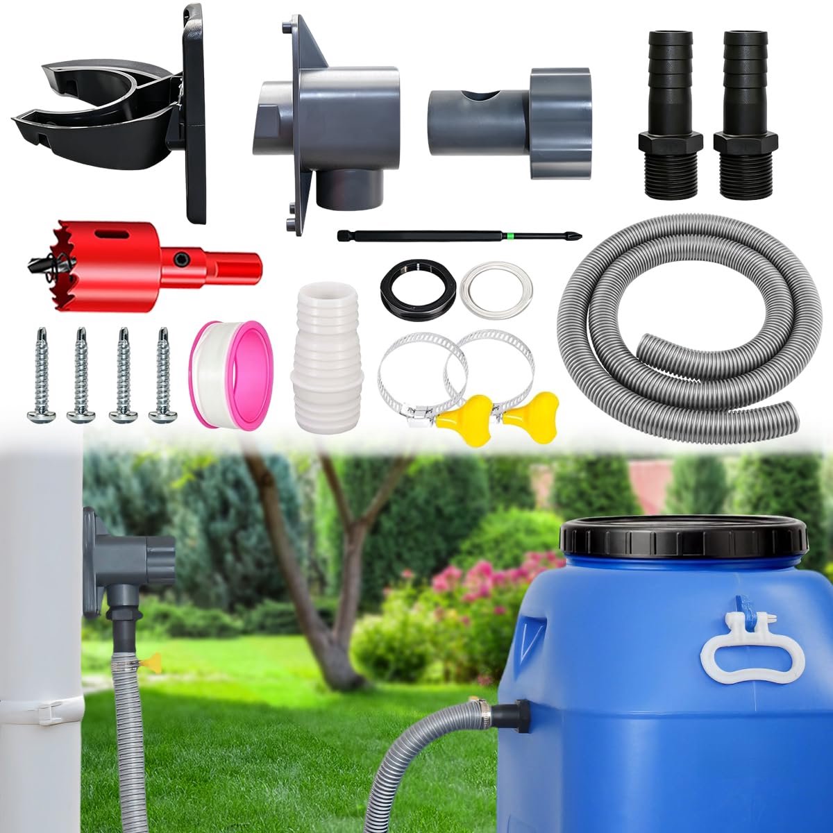 SnelShoppen - Regenton 300 liter - Wateropslag voor Tuin - Kunststof - Donkergroen - Ideaal voor Tuinieren, Duurzaam Watergebruik en Besparen op Water
