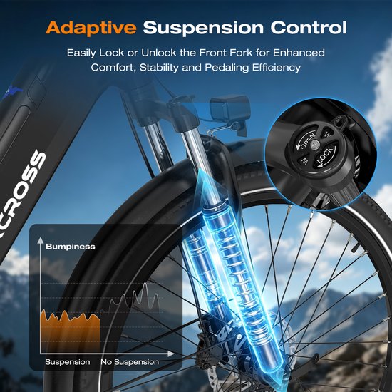 EVERCROSS EK25 Elektrische Fiets - 27.5 x 2.35 Inch - 36V 13Ah Accu - App & NFC - Koppelsensor - 7 Versnellingen - Zwart van EVERCROSS — afbeelding 5