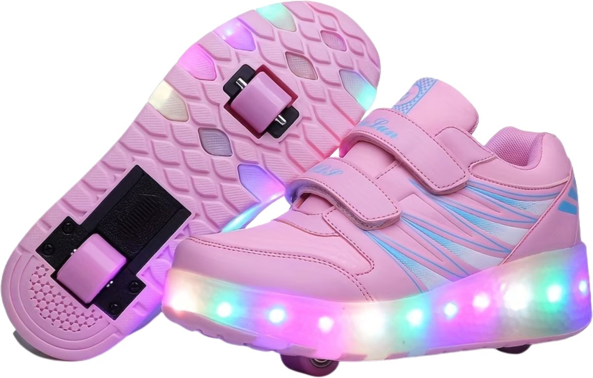 Currero Schoenen Meisjes Met Licht Sneakers Comfortabel Wandelschoenen Casual Kinder Schoenen 31.5 Perzik