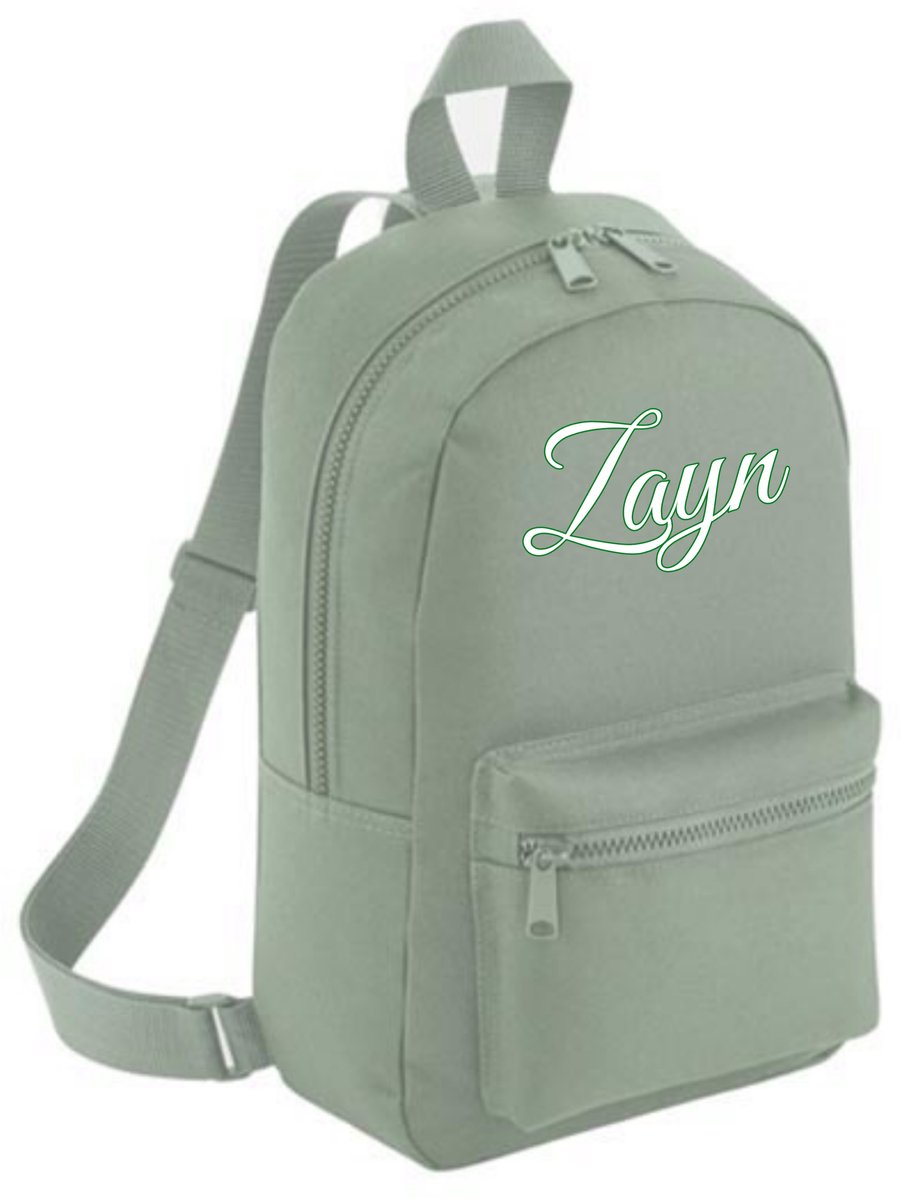 Kinderrugtas bedrukt met naam - Dusty Green - gepersonaliseerd - mini backpack - rugzak