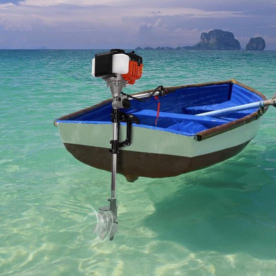 Buitenboordmotor 2-takt - Elektromotor Bootmotor - Varen Op Water - 360 Graden Rotatie - 25 pk - Zwart Oranje — afbeelding 2