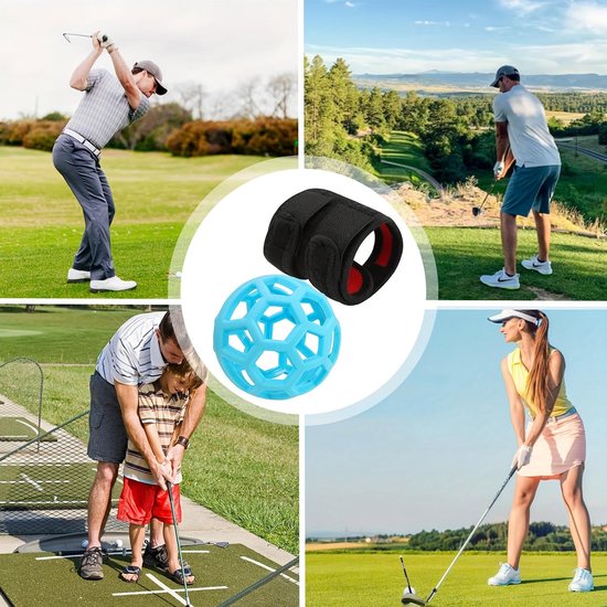 Golf Swing Trainer - Polsband Oefenbal - Golfswing Verbeteren - Corrigeert Vliegende Ellebogen - Verstelbaar - Blauw van GOLF — afbeelding 3