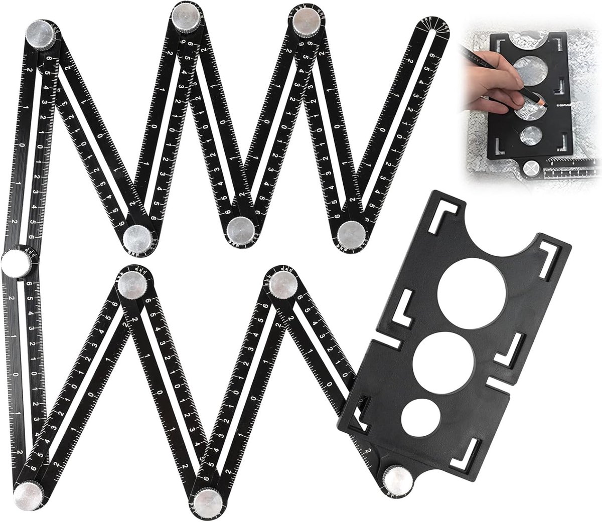12-zijdig, tegelsjabloon met positioneringsgaten 45 40 25 mm, multi hoekmeter sjabloon gereedschap, aluminiumlegering tegelzetter toebehoren, trapleer voor timmerman tegelzetter