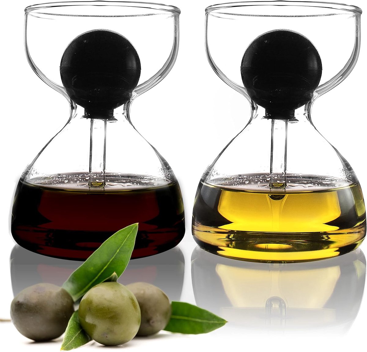 Olie- en azijndispenserset met glazen pipet, 2-delige set van elk 120 ml, perfect voor ciabatta en salade
