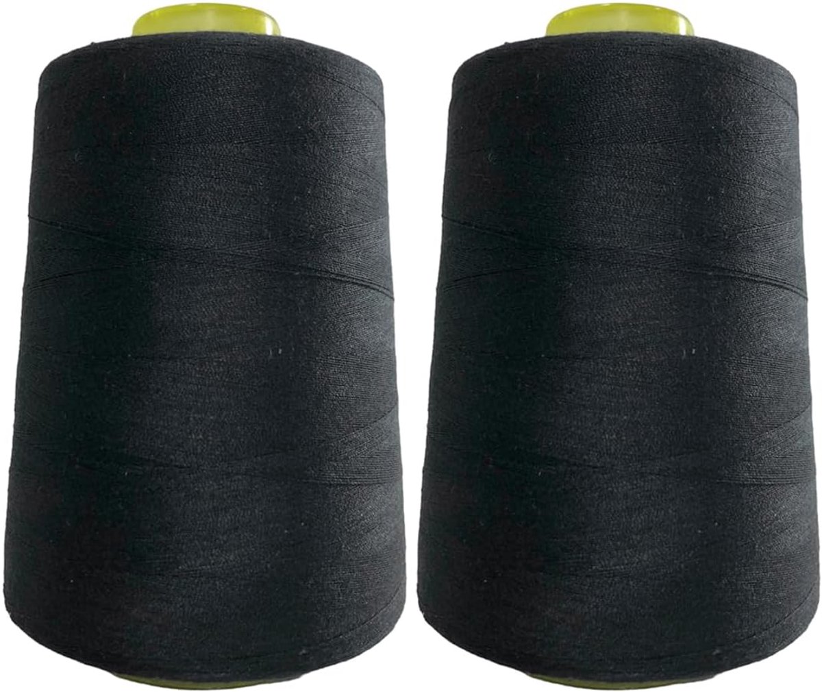 2 Rollen Naaigaren, 40/s, naaigaren, hoge sterkte, garenspoel om te naaien, verschillende kleuren, knutselen, kleding, (2 stuks, zwart 332-5000Y)