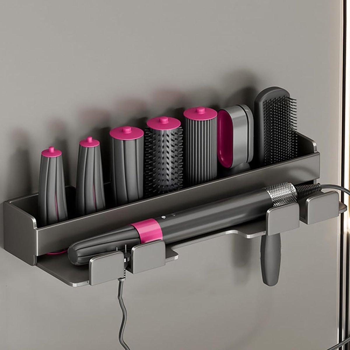 Wandhouder voor wandmontage, opbergrek voor Dyson Airwrap Styler, krultang, staf, vaten borstels (grijs)