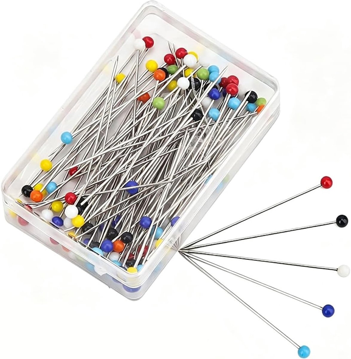 600 stuks kleurrijke spelden met keramische kop 38 mm lang, 6 dozen naainaalden kleurrijk voor naaien, kleeraccessoires, spelden met kop voor wereldkaart voor pinnen, prikbord, kantoorbenodigdheden en