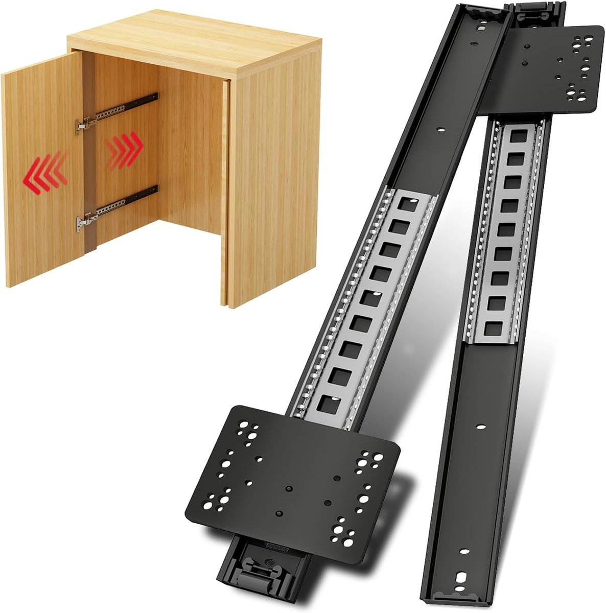550 mm verborgen uittrekrail voor kastdeuren, verborgen schuifdeurbeslag voor kasten, pocket door slides, ladegeleiders, zijmontage, 1 paar