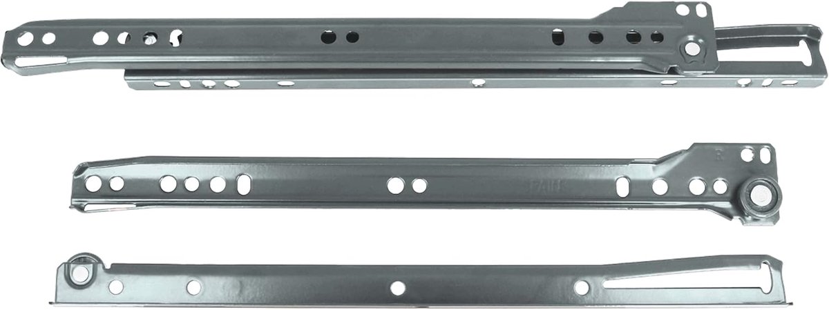 Ladegeleiders met wielen - Rails voor meubellades, commodes of kledingkasten - Staal - Metaalgrijs - Draagvermogen: 18 kg/paar - Afmetingen: 400 mm