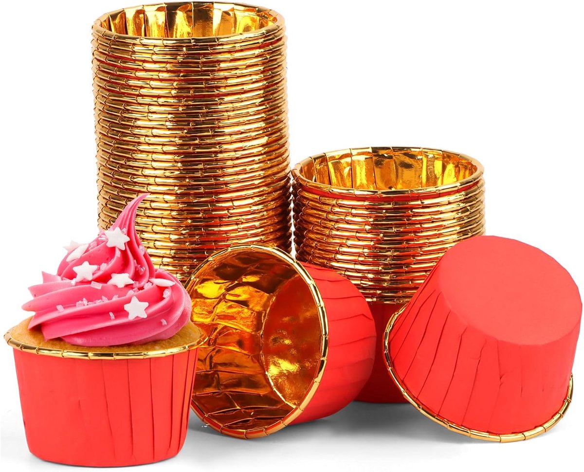 Wegwerp aluminiumfolie papieren bakvormpjes, cupcake liners, cupcake vormpjes voor muffin, cake, pudding, dessert, feest, bruiloften, verjaardagen