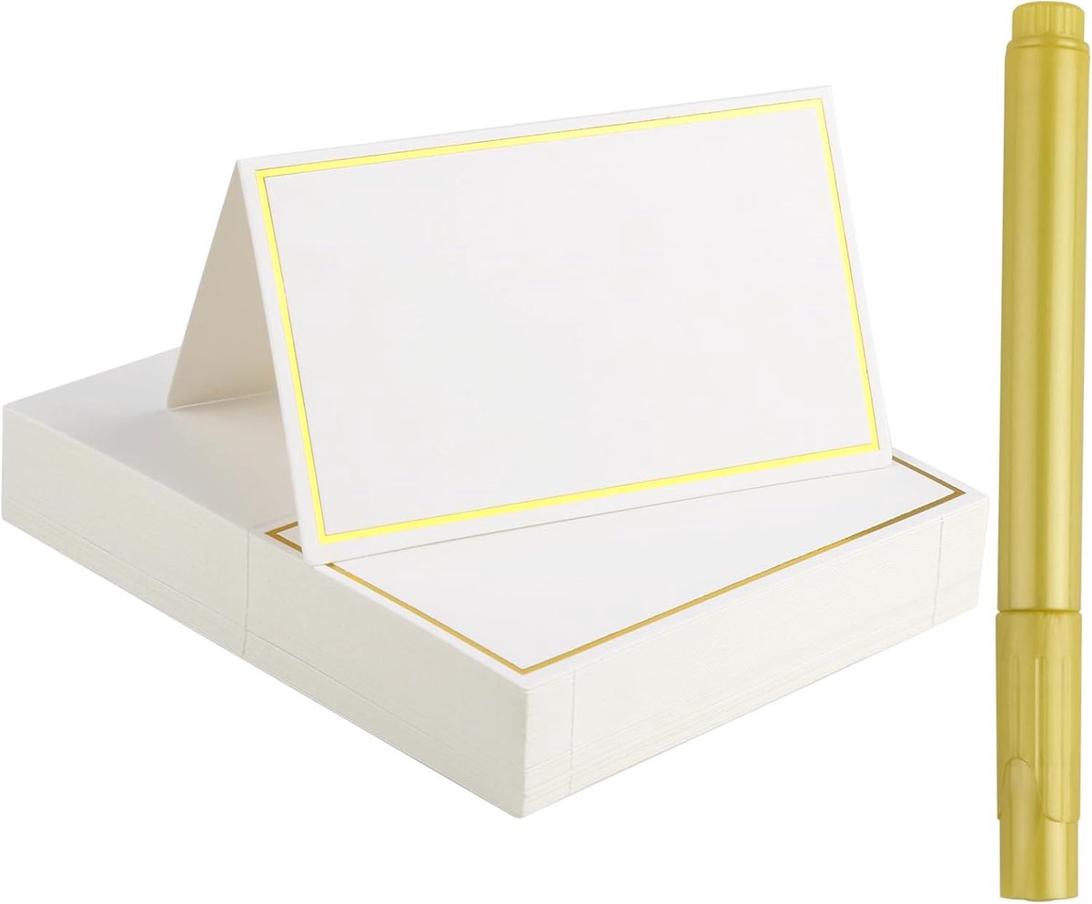Plaatskaartjes met 1 markeerstift, naambordjes bruiloft, tafelkaarten om te beschrijven voor bruiloft, communie, verjaardag, festival, feest, doop
