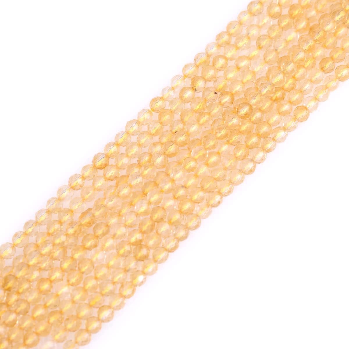 3mm Natuursteen Geel Citrien Quartz Gefacetteerde Ronde Spacer Kleine Kralen voor Sieraden Maken 38 cm