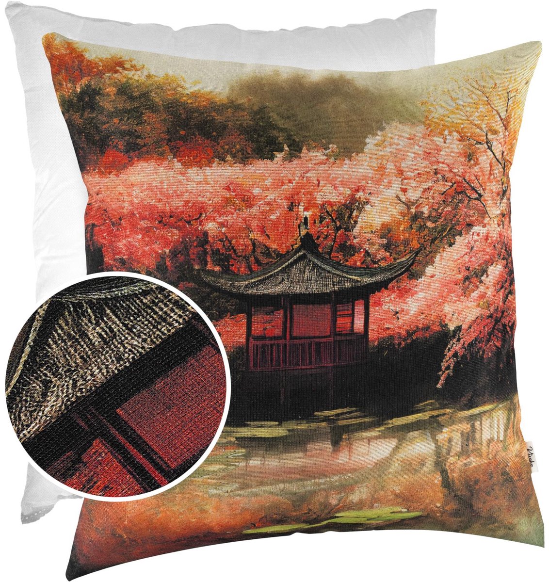 ANRO Sakura Sierkussen 40x40 cm - Gobelin - Inclusief vulling Roze