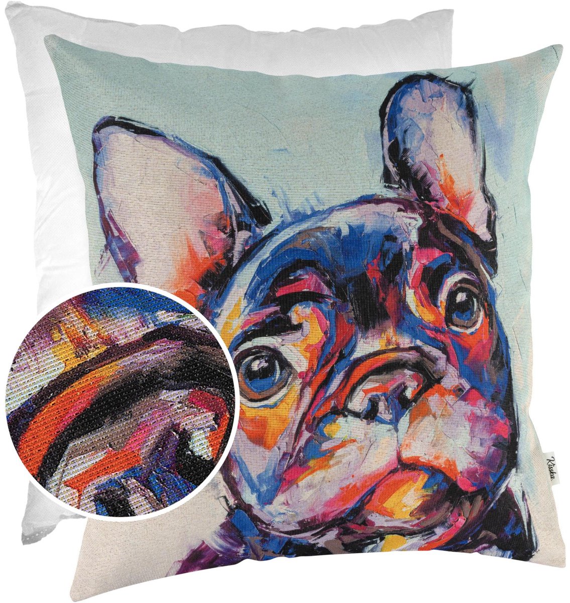 ANRO Bulldog Sierkussen 40x40 cm - Gobelin - Inclusief vulling Multicolor