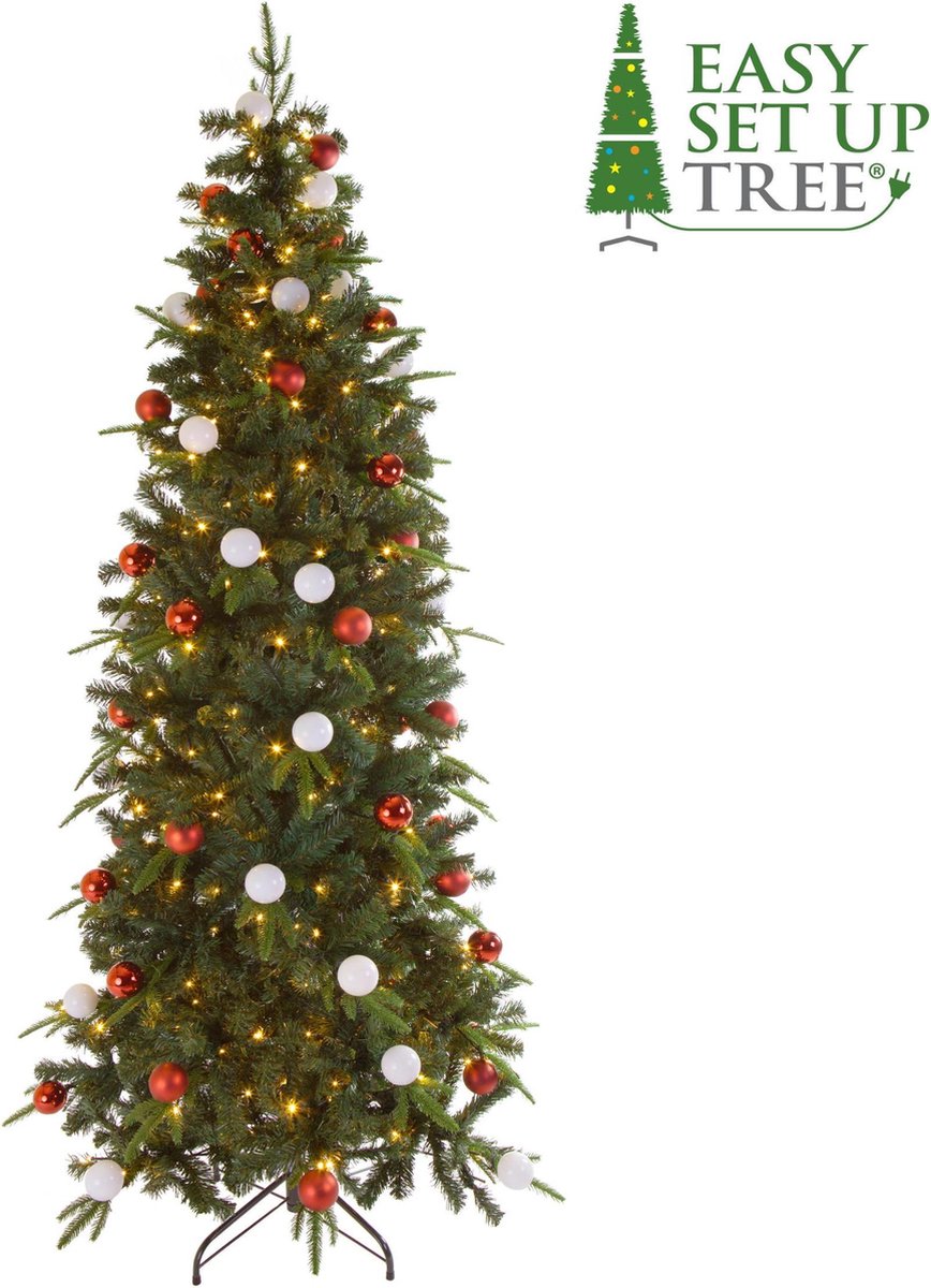 Bol.com Excellent Trees® Avik LED Pop-up Kerstboom met Ballen 210 cm - Easy Set Up Tree aanbieding