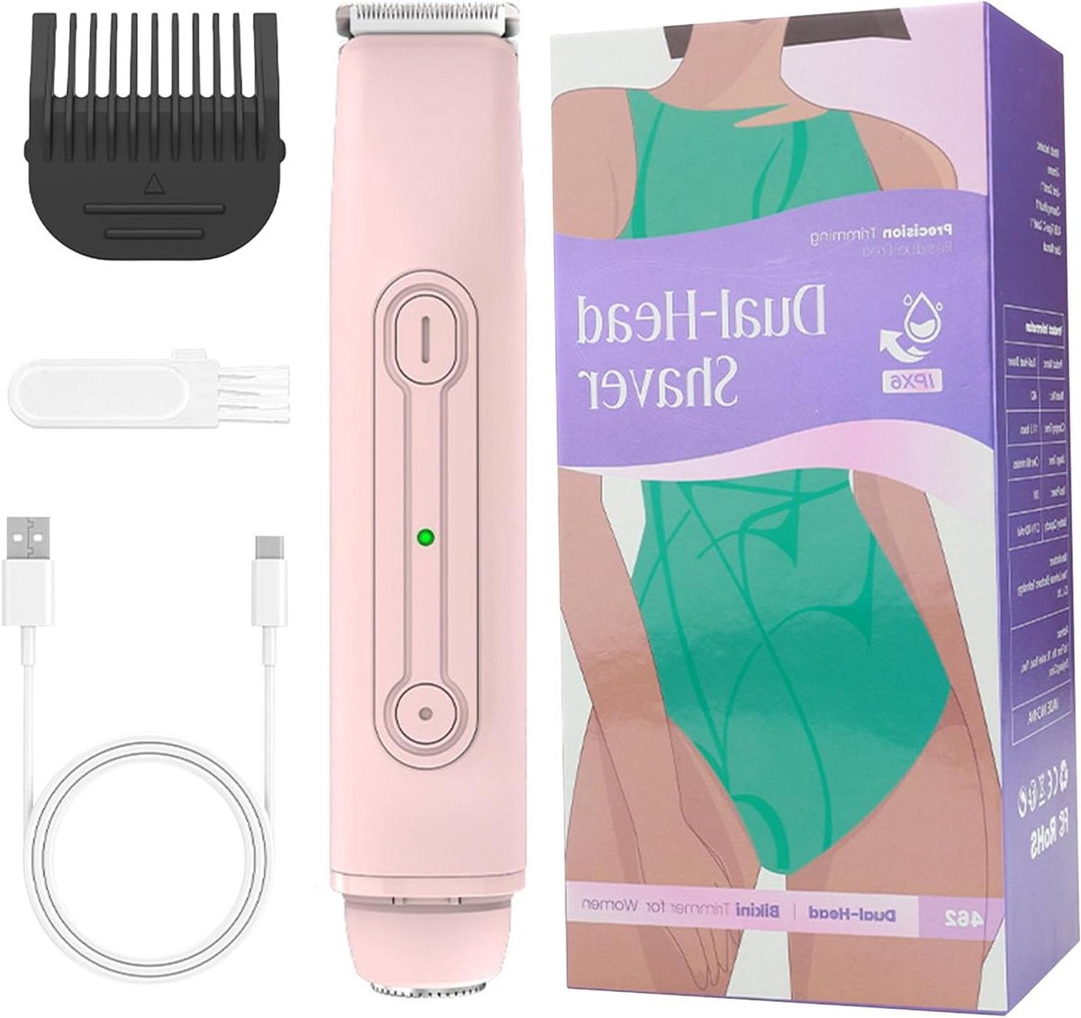 Elektrische Ontharingsapparaat - Body Shaver Bikini Trimmer - Persoonlijke Verzorging - Afgeronde Keramische Bladkop - 60 Min Gebruikstijd - Wit