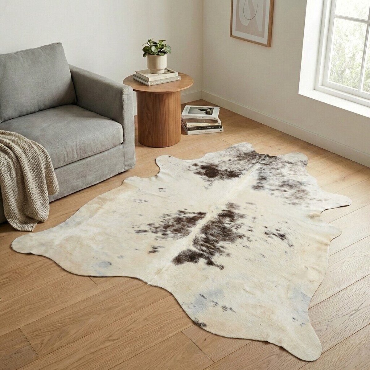 Koeienhuid Vloerkleed - Zwart-wit - 209 x 183 cm - Koeienkleed / Koeienvel / Dierenvel / Dierenhuid / Koehuid Tapijt