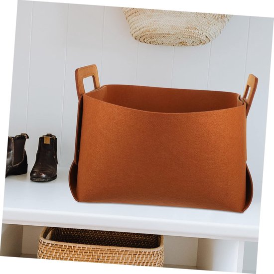 Wasmand Van Riet - Opbergmand Rotan - Ruimtebesparend Opbergen - Opvouwbaar Ontwerp - 36x25x23cm - Bruin — afbeelding 2