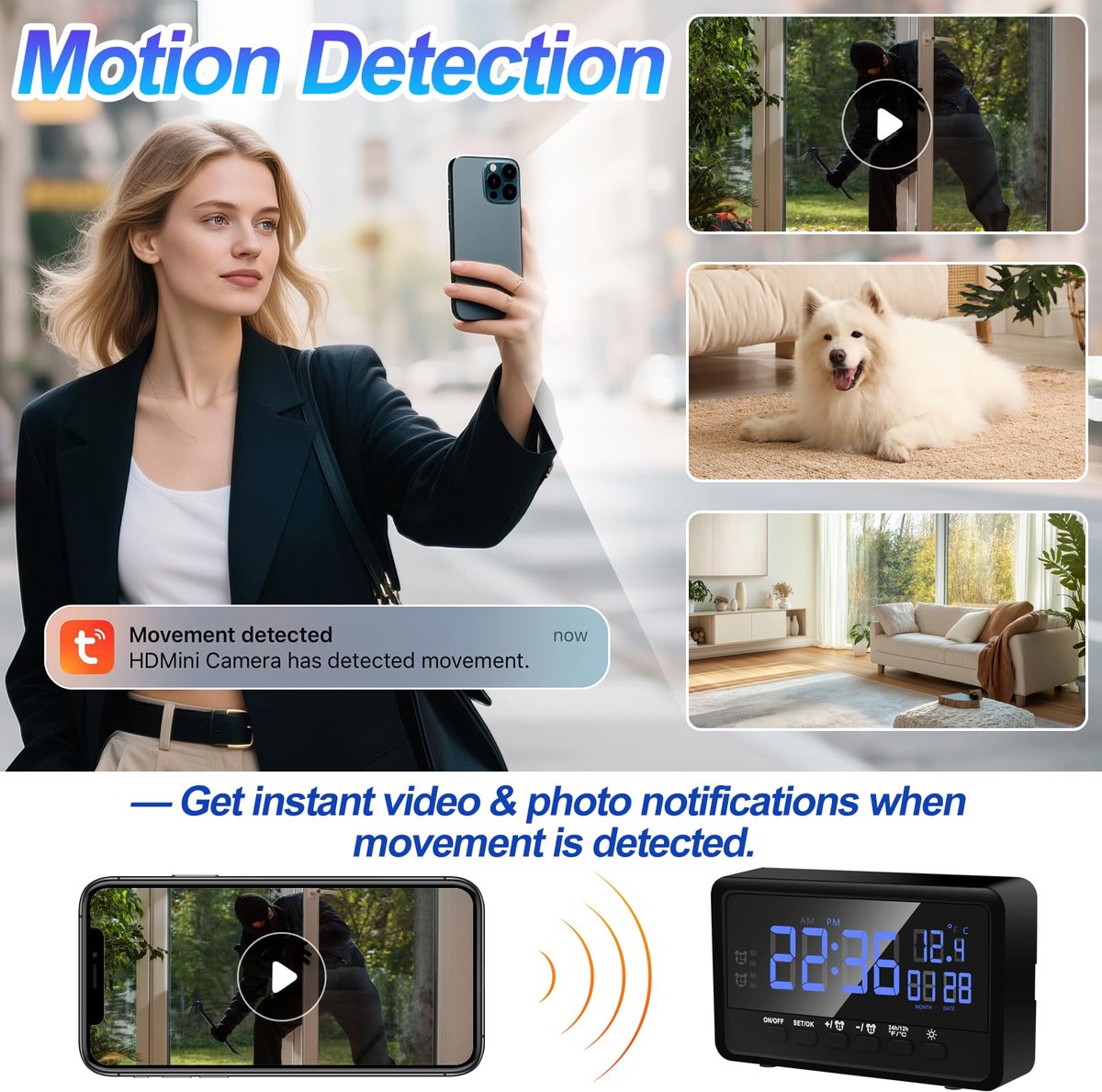 SnelShoppen - Draadloze Mini Spionagecamera 1080p Wifi met Nachtzicht, Discreet en Compact voor Beveiliging, Thuis, Kantoor, en Reisgebruik