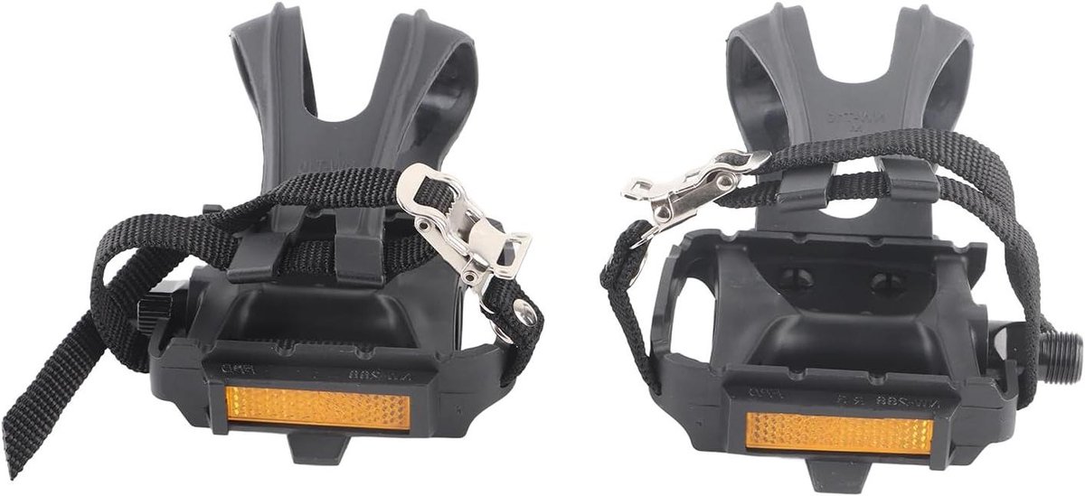Fiets pedalen - Nylon pedalen - Fietsen - Met clips en banden - 112 x 79 mm - Zwart