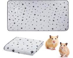 70x142cm Pipi Pads Voor Cavia's: Grijs Sterren Wasbaar | Herbruikbaar Absorberend Waterdicht, Voering voor Kooi en Reisbench voor Cavia, Konijn, Hamster