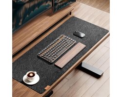 shinfly Bureau onderlegger van vilt, 100 x 40 cm, grote muismat, antislip desk mat, bureauonderlegger, bureaumat voor thuiskantoor, uitrusting (donkergrijs)
