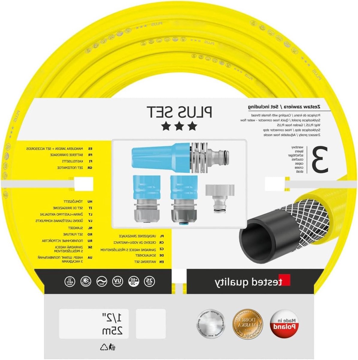 Tuinslang Set - Waterslang Slang - Tuin Bewateren - 3-laags Anti-knoop - 25 m 1/2" - Groen