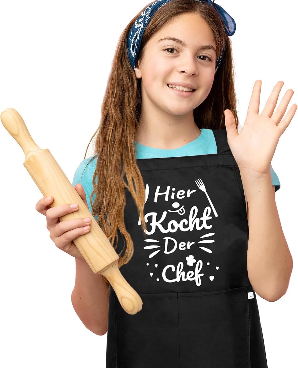 kinderschort meisjes, katoenen schort kinderen school kookschoort kinderschorten keuken schilderen grappig, verstelbaar bakschort grillschort keukenschort (4-12 jaar)