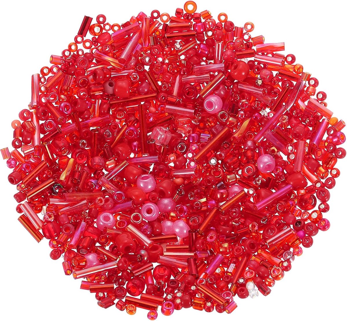 Kralen om te rijgen, 1-4 mm armbandkralen, gemengde kralenset, mini-glaskralen, tussenkralen voor armbanden, zelf maken, doe-het-zelf oorbellen, halskettingen, rood