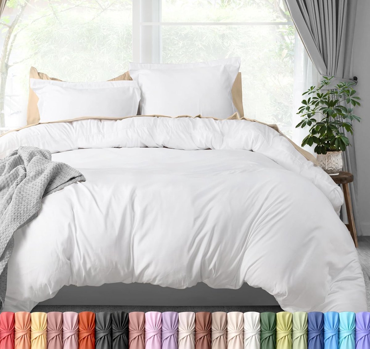 Dekbedovertrek kingsize - 1 dekbedovertrek met 2 kussenslopen - 3-delig beddengoed met ritssluiting - zacht geborsteld microvezel, 264 x 229 cm (kingsize, wit)