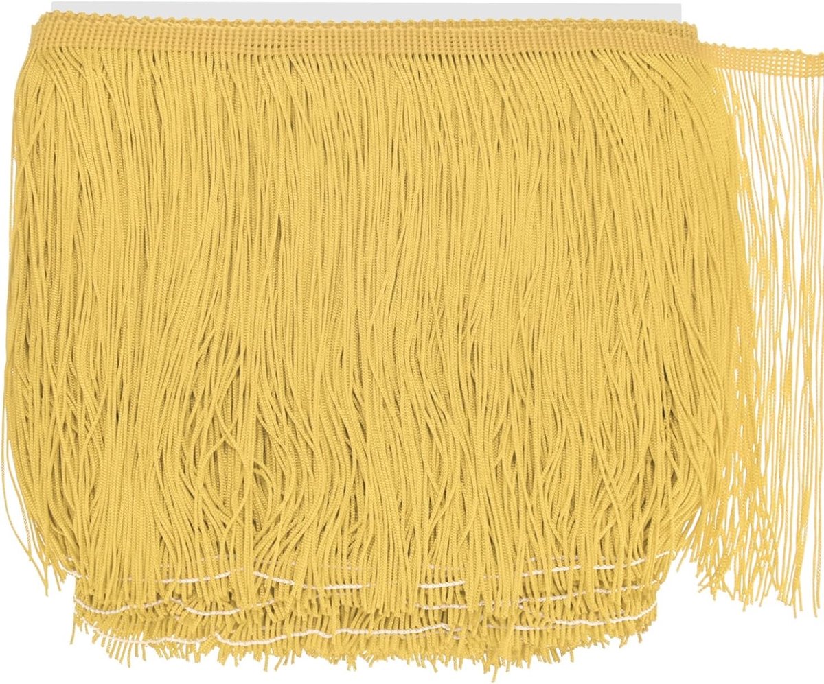 METERXITY Chainette franjes, 20 cm polyester vlecht kwastjes trim voor doe-het-zelf ambachten/Latijnse jurk/lampenkap decoratie/trouwjurk/naaien/kleding franje garen [goud]