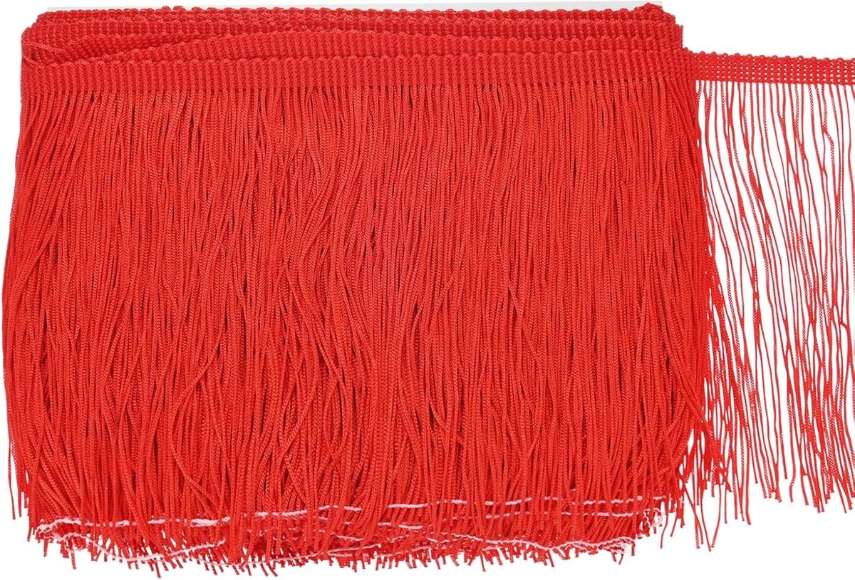 METERXITY Chainette franjes, 10 meter van 6 inch polyester vlecht kwastjes trim voor doe-het-zelf ambachten/Latijnse jurk/lampenkap decoratie/trouwjurk/naaien/kleding franje garen [rood]