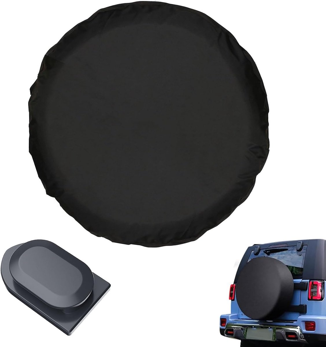 Reservewielhoes, bandenhoezen, bandenbeschermhoes, autobandhoes, sneeuwbescherming, voor reisaanhanger, SUV, diameter binnen 66 cm, met zelfklevende haken, zwart