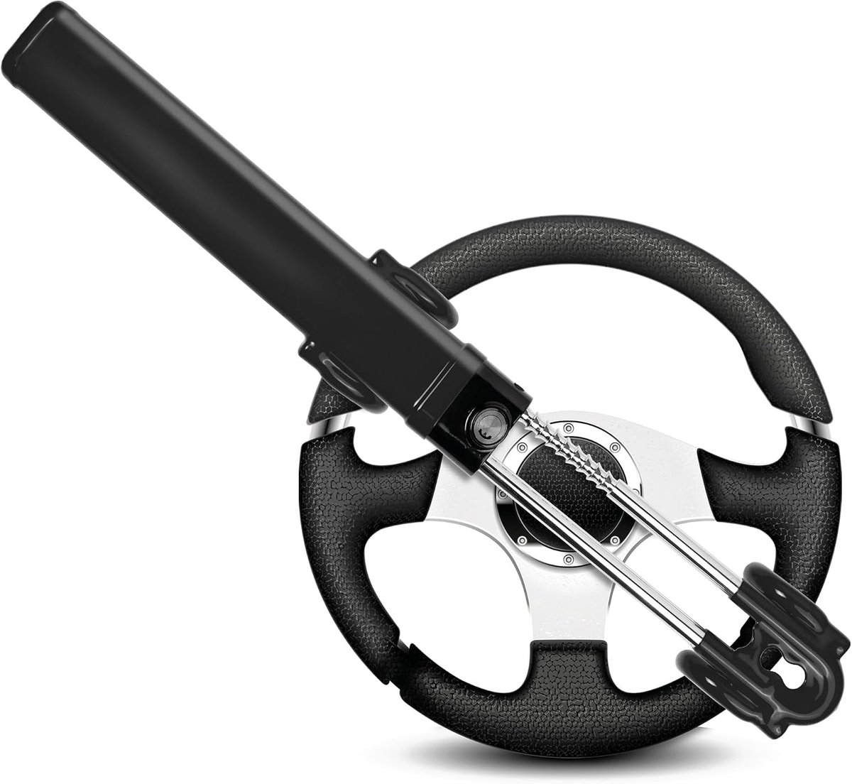 Twin Bar Stuurslot - Autoslot Antidiefstalapparaat, Autostuurslot Geschikte autobeveiliging voor auto, bestelwagen en caravan met 2 sleutels - Sterk autoslot Stuurwiel (zwart)