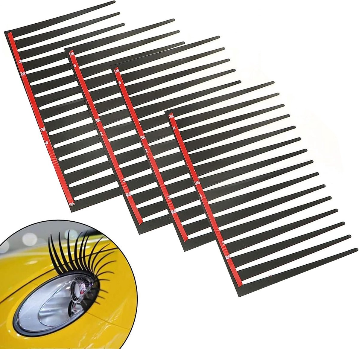 Wimpers, 4 stuks autokoplampen, zwart, auto, wimpers, autostyling, decoratieve sticker
