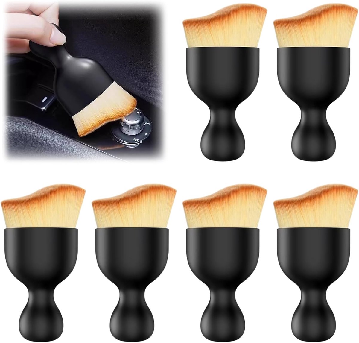 6 stuks auto Detailing stof schoonmaken borstel, zachte geen kras auto interieur stof borstel voor het schoonmaken van dashboard, luchtuitlaat gap, wielen, luchtventilatie, motor (6PCS)