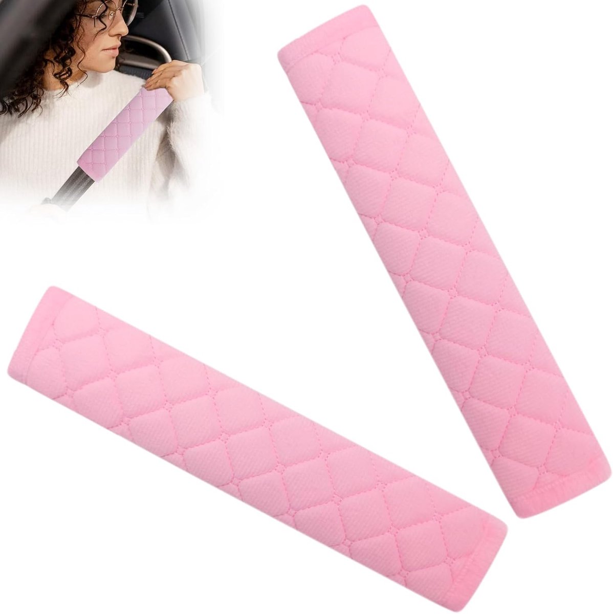 2 stuks, autostoel gordelkussens, zacht materiaal, riembeschermer, 27 cm, roze, stoelgordel bekleding, veiligheidsgordelhoes, autoaccessoires (2-Pink)