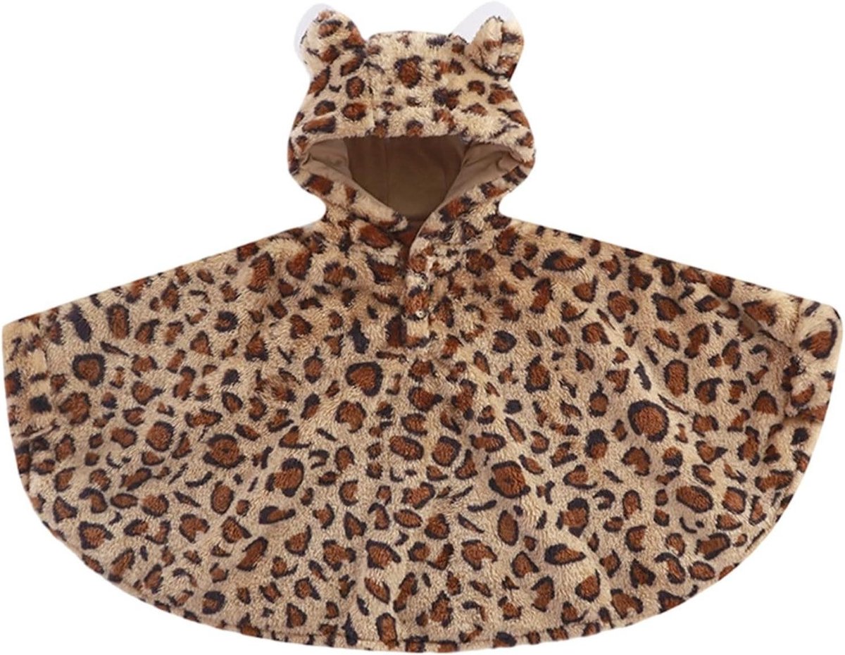 Baby Poncho Cape - Kinder Cape Baby Sjaal - Warm Houden - Capuchon Met Oren - One Size - Roze