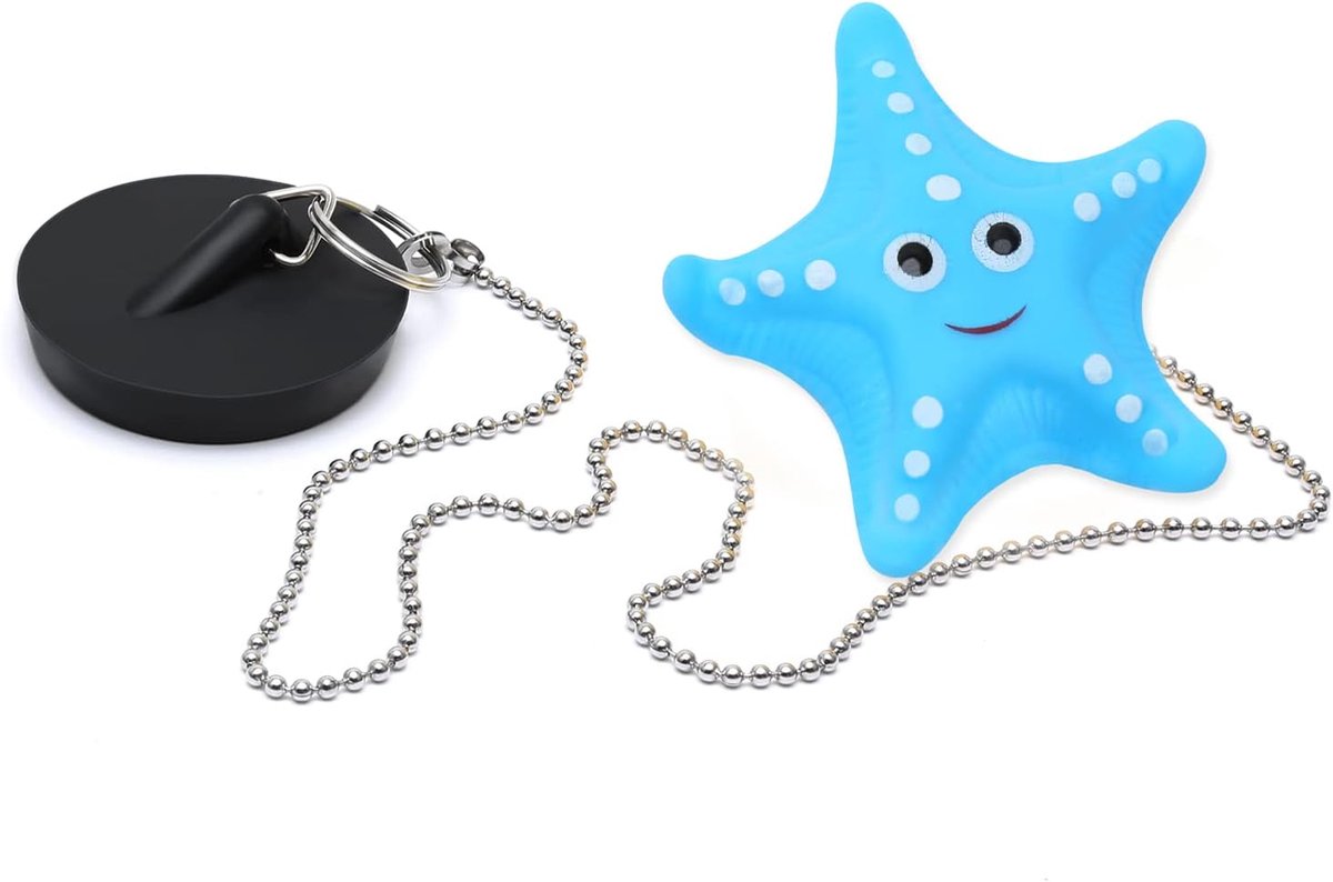 Badplug met ketting 45 mm, rubberen drijvende badstopper, universele afvoerstopper voor badkamer, keuken en wastafel