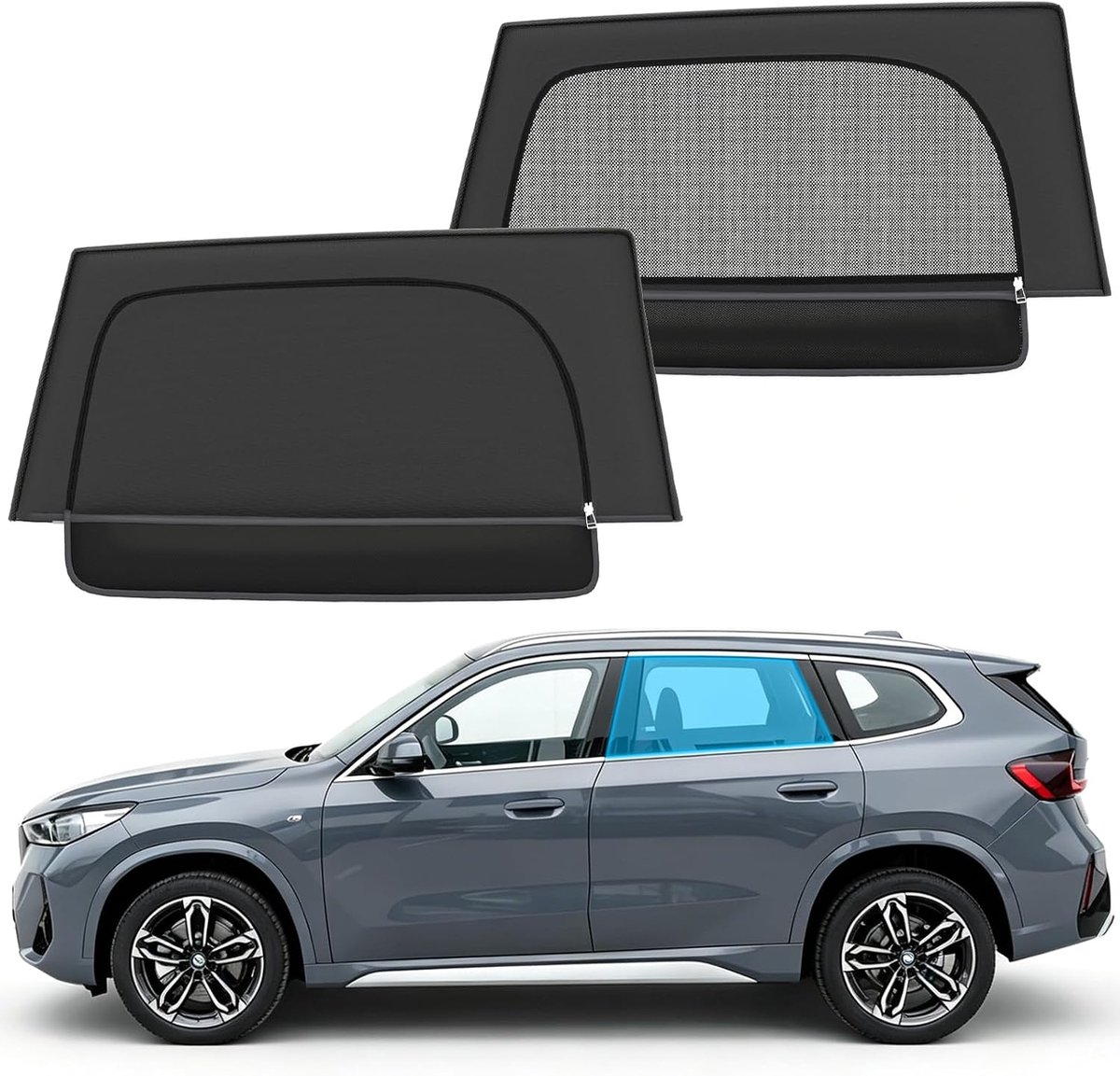 Insectenhor voor BMW X1 U11 2022-vandaag ramen, verduistering, 2 stuks | Zonnescherm voor achterste zijramen, vliegengaas, muggennet, bescherming tegen uv-stralen