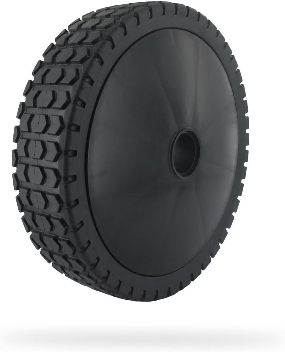 Kunststof wiel op ring 27214, universeel, Ø 200 mm, wieldop, 4 sets verloopringen 8, 10, 12 en 12,7 mm