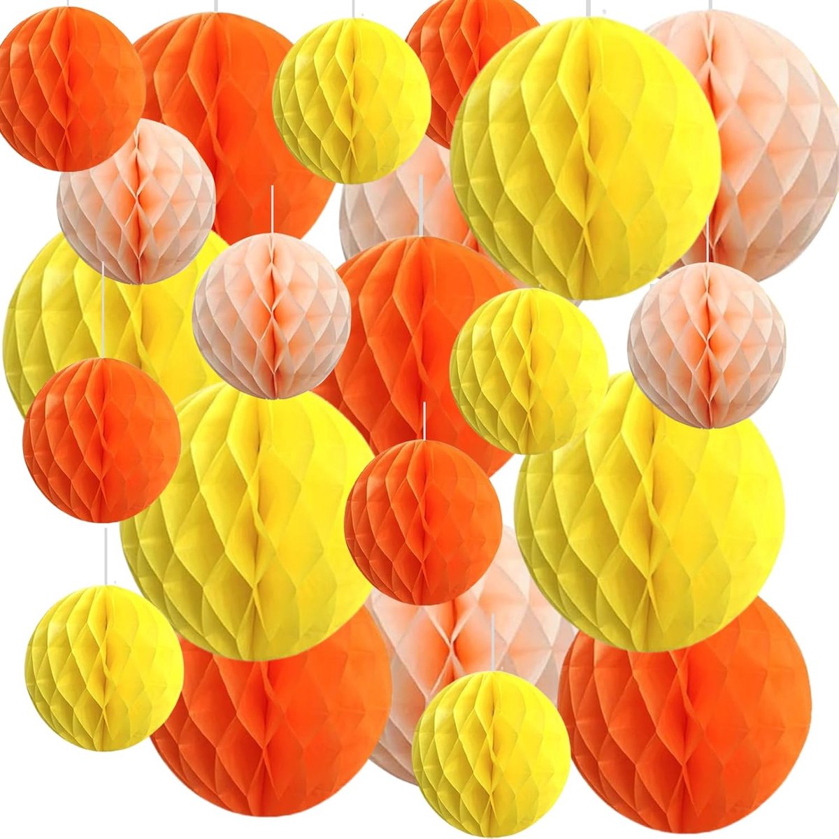 Zijdepapieren honingraatballen, 22 stuks papieren honingraatballen, 15/25 cm, bonte honingraatballen, papieren bloemen, decoratie, hangende papieren honingraatballen, voor feest, verjaardag