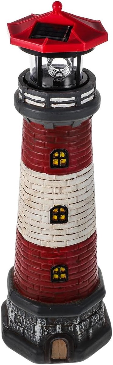 Vuurtoren op Zonne-energie, Tuinbeeldje, Vuurtoren-figuren van Kunsthars, Met Zonlicht, Vuurtoren-decoratie voor Thuis, Bureau, Terrassen, Binnenplaats, Tuin, Gazon