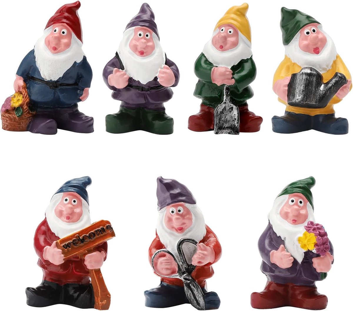 7 stuks miniatuur tuinkabouters, grappige mini-dwerg, feeëntuin, dwergen, tuindecoratie, accessoires