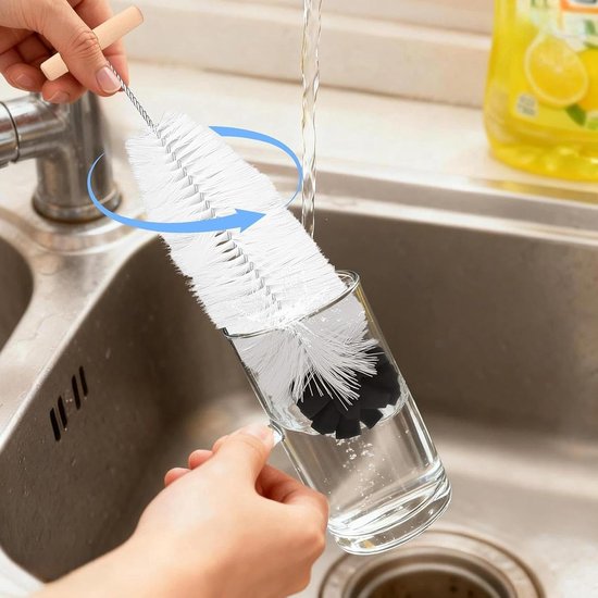 2 stuks flessenborstel, borstels voor Sodastream-fles, 32,5 x 9 cm, flessenborstel met T-handvat, multifunctionele flessenborstel, voor thuis, melktheesalon, koffie — afbeelding 5