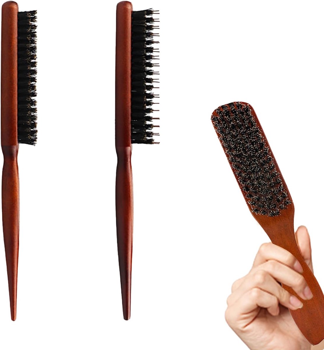 3 Pcs Varkenshaar Borstel - Modieuze Knot- en Baardborstel voor Heren, Haarborstel voor Dames, Massagekam