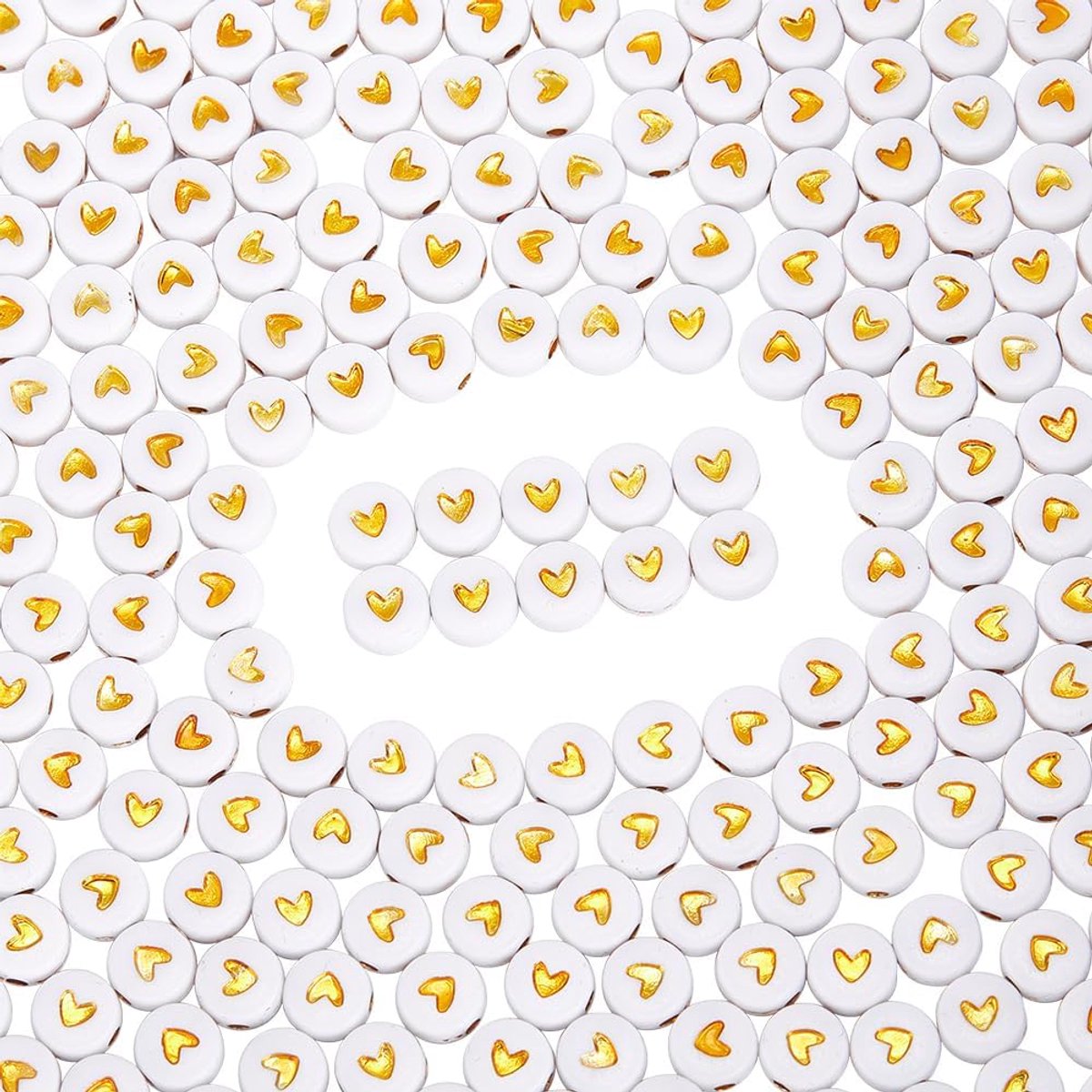 Kralen witte liefde ronde kraal bulk 4x7mm mini plastic gouden harten bedels platte schijf losse spacer kralen voor armbanden kralen sieraden maken kettingen