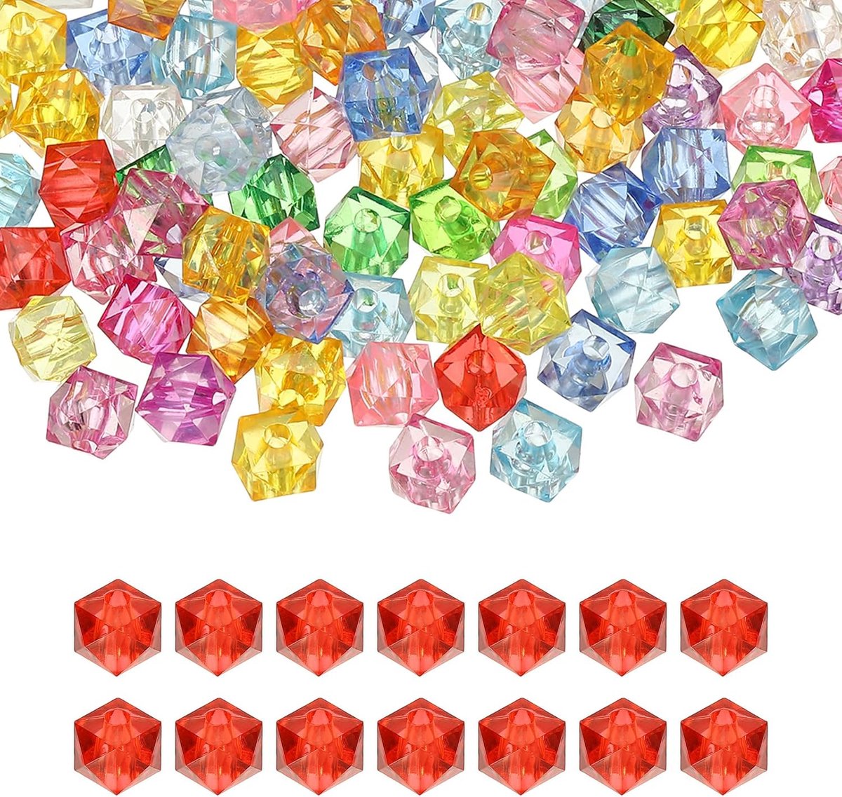 Kralen, 300 stuks vierkante diamanten kralen, losse afstandskralen voor het maken van sieraden, armband, ketting, oorbellen, windgong ambacht, veelkleurig